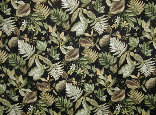 Wao Tropical Botanical Vintage Hawaiian Fabric Hawaiian Ferns on cotton barkcloth fabric.