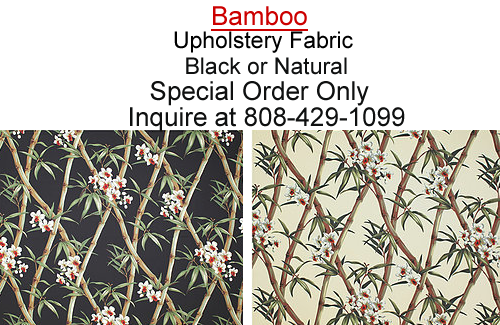 Bamboo stalks with flowers an upholstery bark cloth fabric