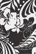 10loma Abstract hibiscus, 60's, sixties, mod black & white broadcloth cotton apparel fabric.