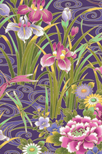 11ohiohi - Barkcloth Hawaii Fabrics - Vintage Style Hawaiian Botanical Fabric a tropical Oriental Asian flowers on a cotton apparel fabric.