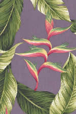 11palule Tropical Heliconia flowers, banana leaf, apparel cotton,  - tropical vintage style, Hawaiian botanical flower fabric..