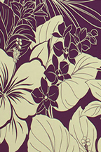 11piha pono Stylized hibiscus, plumeria (frangipani), orchids, palm fronds, and leaves.