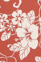 14hilo Barkcloth Hawaii Fabrics - Vintage Style Hawaiian Botanical Fabric areo style floral with hibiscus, leaves and vines. A cotton apparel weight fabric.