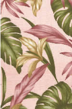 14meli - Barkcloth Hawaii Fabrics - Vintage Style Hawaiian Botanical Fabric a tropical lilly flowers on a cotton apparel fabric.