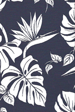 20birdmonstera  44/45 Wide,  Tropical Hawaiian bird of paradise flowers on an apparel.