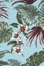 20mamaka vintage Hawaiian flowery on non-upholstery barkcloth cotton fabric.