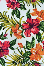 30namu
		Hibiscus flowers - on a non-upholstery cotton barkcloth fabric - Hawaiian vintage style fabric