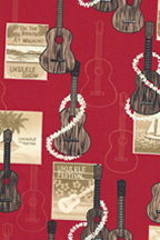 40kanoa Vintage Style Hawaiian Fabrics Tropical fabric - ukulele, palm trees and lei flowers.