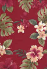40lepea Hibiscus with red white plumeria  flowers - on a non-upholstery   overall photo 
		cotton barkcloth fabric