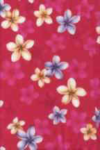 60pluma Plumeria flowers on cotton broadcloth apparel fabric. .