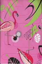 60welo vintage Hawaiian flamingos, space age palm fronds, abstracts
