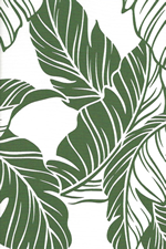 70laua leafy, botanical print, on cotton broadcloth apparel fabric.