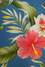 80wena  44/45 Wide, All-Over. Stylized, multi-colored hibiscus, orchids and ferns.