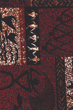 95lava Petra glyphs & Tiki masks  - non-upholstery barkcloth fabric.