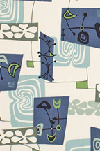 Daddy-o Cream Barkcloth Hawaii  - tropical vintage style, Hawaiian abstract atomic fabric.