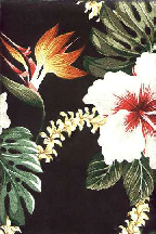 Haumea Black lei, bird of paradise, hibiscus, Hawaiian vintage style fabric