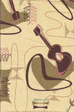 Jetson Maize Retro, yellow,vintage, Boomerang, abstract, atomic ukulele on a nubby barkcloth