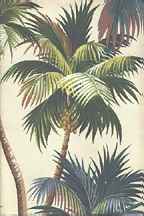 Waikiki Natural - Vintage Palm Trees on bark crepe textured  bark cloth fabric