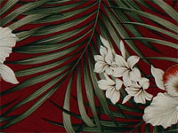 10ahiu Orchid, Black Hawaiian vintage style fabric