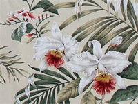 10ahiu Orchid, Black Hawaiian vintage style fabric