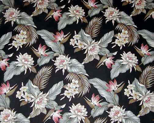 10laka Tropical Hawaiian flowers non-upholstery cotton barkcloth fabric.
