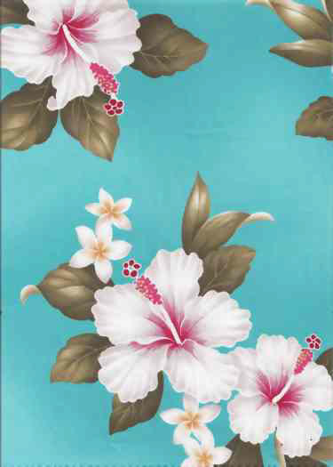 Vintage Hibiscus and plumeria flowers Hawaiian Tropical cotton