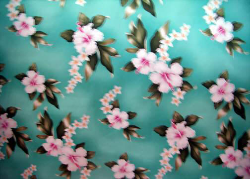 Vintage Hibiscus and plumeria flowers Hawaiian Tropical cotton