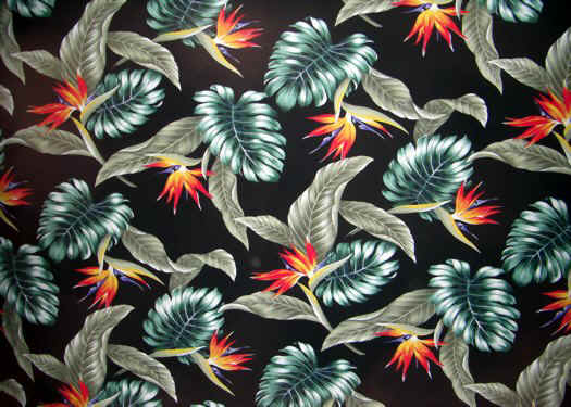 10ekahi Bird of paradise, apparel cotton, Hawaiian vintage style fabric 