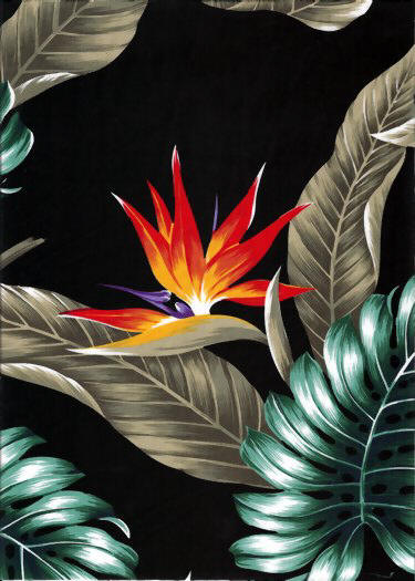 10ekahi Bird of paradise, apparel cotton, Hawaiian vintage style fabric 