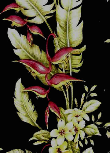 10lei Black, apparel cotton Hawaiian vintage style fabric