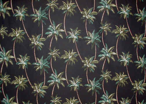 10makani Black - palmtrees, apparel cotton Hawaiian vintage style fabric