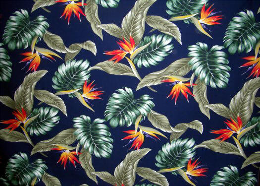 20ekahi Bird of paradise, apparel cotton, Hawaiian vintage style fabric 