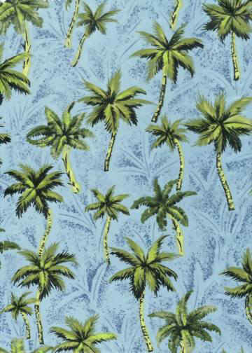 20palm Denim, palm trees - apparel cotton Hawaiian vintage style fabric