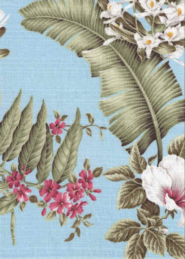 20pua, Bougainville & Hibiscus flowers - cotton barkcloth fabric.
