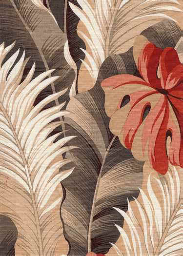 90tantalus Tropical Hawaiian feathery leaves, cotton non-upholstery barkcloth fabric..
