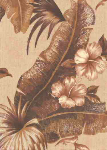 90sepia leafy, cotton non-upholstery barkcloth fabric.