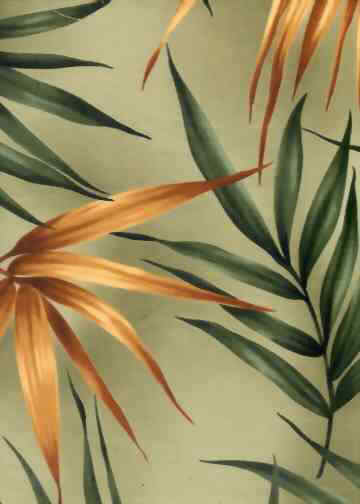 Fronds & Ferns on a Tropical Hawaiian cotton poplin apparel fabric.