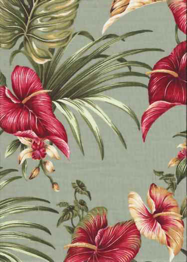 30lina Tropical Hawaiian orchid & plumeria flowers, cotton apparel fabric.