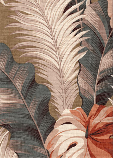 70tantalus Tropical Hawaiian feathery leaves, cotton non-upholstery barkcloth fabric..