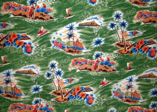 70kela green-rayon, Sailboats, Waikiki, Hawaiian ocean scenic view, palm trees