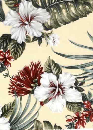 30lehua, Hibiscus, plumeria & lehua flowers - on 
   		a non-upholstery cotton barkcloth fabric

