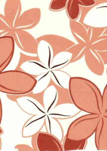 30omea Orange/White, Sixties Plumeria flowers on cotton poplin apparel fabric. Hawaiian vintage style fabric.