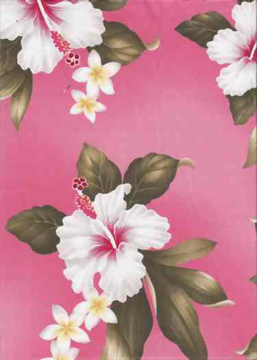 Vintage Hibiscus and plumeria flowers Hawaiian Tropical cotton