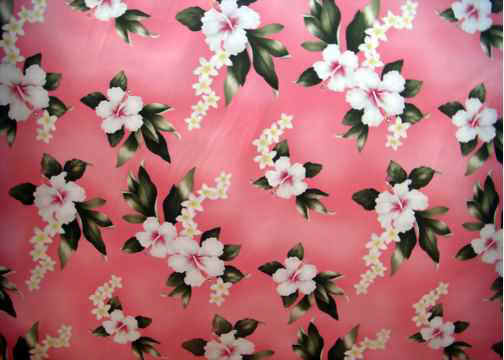Vintage Hibiscus and plumeria flowers Hawaiian Tropical cotton