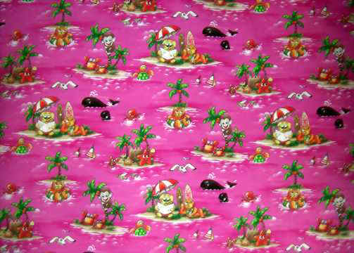 Hawaiian Fabrics - Surfboards, monkeys, whales, cats,
dogs, starfish, palm trees, umbrellas