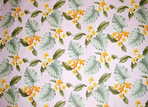 60papa pink,plumeria, frangipangi flowers, apparel cotton Hawaiian vintage style fabric