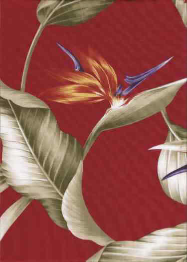 40Bahama Breeze, Bird Of Paradise  flowers on non-upholstery bark cloth fabric.