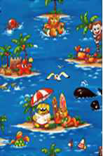 80kupueu Hawaiian Fabrics - Surfboards, monkeys, whales, cats, 
		dogs, starfish, palm trees, umbrellas
