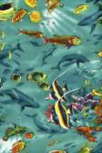 80loko Tropical Fish - on cotton broadcloth fabric. 