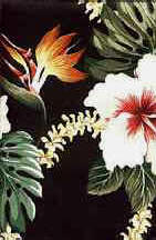Haumea Black lei, bird of paradise, hibiscus, Hawaiian vintage style fabric